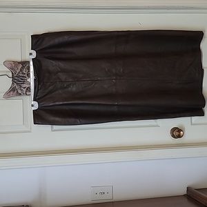 16 Vintage Danier brown leather full length skirt
